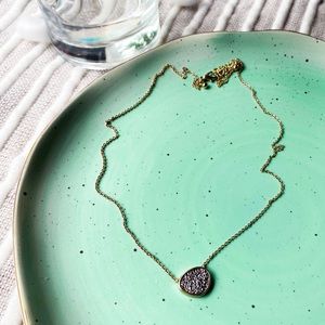 Faux Silver Druzy Gem Necklace